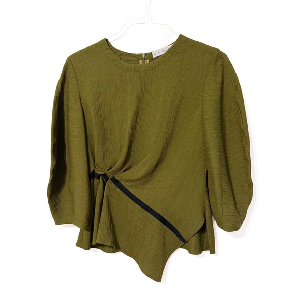 palmer harding Tops - Palmer // Harding | Olive Green Asymmetrical Blouse | Small (4)